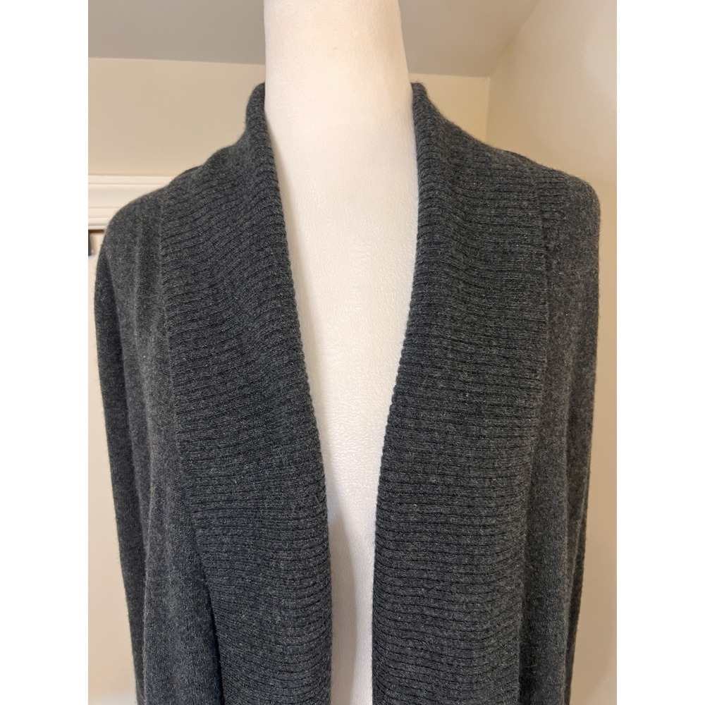 Quince Mongolian Cashmere Open Cardigan Sweater Womens Small Dark Grey - Logo - Picture 2 of 8